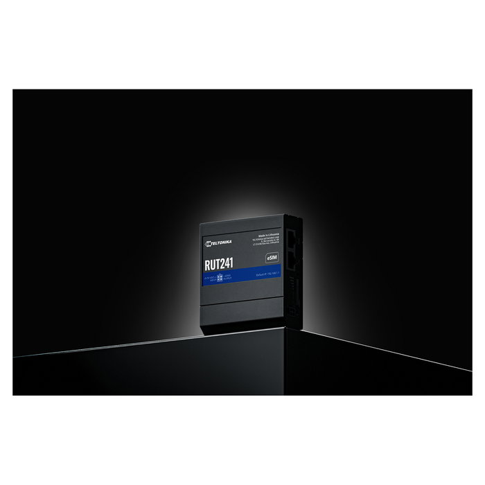 Teltonika RUT241 Router Industrial LTE/4G/3G/2G con WiFi 300 Mbps, eSIM, 2 Puertos Ethernet RJ45 100Mb/s, Montaje en Pared/DIN, -40 a 75 ºC Teltonika RUT241 Router Industrial LTE/4G/3G/2G con WiFi 300 Mbps, eSIM, 2 Puertos Ethernet RJ45 100Mb/s, Montaje en Pared/DIN, -40 a 75 ºC