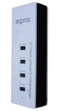 Approx APPUSB4PW Cargador de Pared 4 Puertos USB 25W (5V/2.1A) Blanco - Universal para Smartphone, Tablet, PC