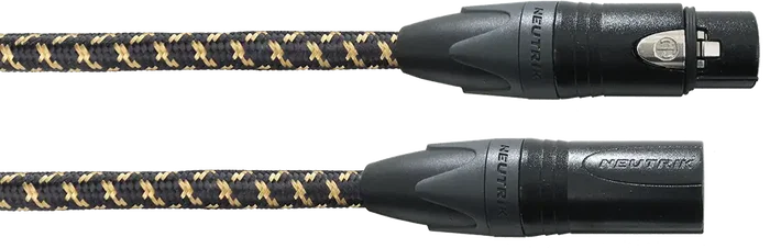 CORDIAL Cable de Micrófono XLR Silent 25Th Anniv 10m con Conectores Neutrik - Color Tweed/Dorado