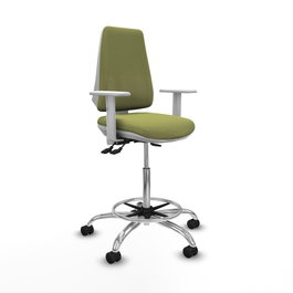 PIQUERAS Y CRESPO Taburete Elche AS Bali blanco con asiento azul marino y base cromada