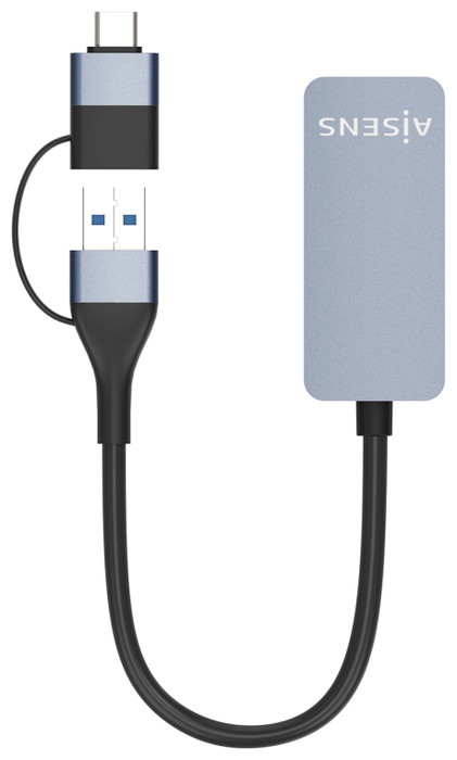 Aisens Conversor USB 3.2 Gen1 USB-A y USB-C a Ethernet 2.5G Gris