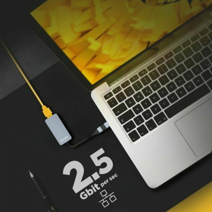 Aisens Conversor USB 3.2 Gen1 USB-A y USB-C a Ethernet 2.5G Gris