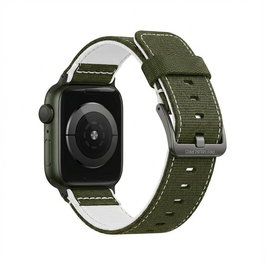 GUAN GA-MAG-BNDA-P+KLCL Brazalete Premium Pro para Apple Watch, Khaki/Blanco, 42mm, 44mm, 45mm, 46mm, 49mm