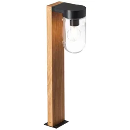 Brilliant CABAR Pilona exterior color madera oscuro/negro metal/vidrio E27 1x40W IP44