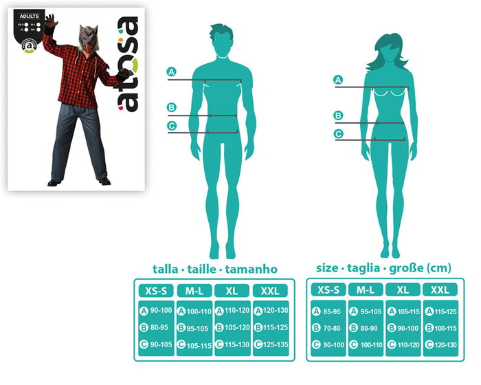 Disfraz Hombre Lobo Adulto Talla XL con Camisa de Cuadros y Pantalón para Carnaval o Halloween Disfraz Hombre Lobo Adulto Talla XL con Camisa de Cuadros y Pantalón para Carnaval o Halloween