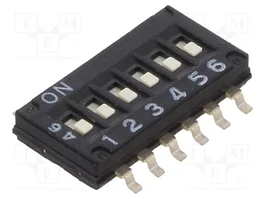 Aratas (Formerly Omron Components) Interruptor DIP-SWITCH A6H-6101 de 6 secciones, SMT