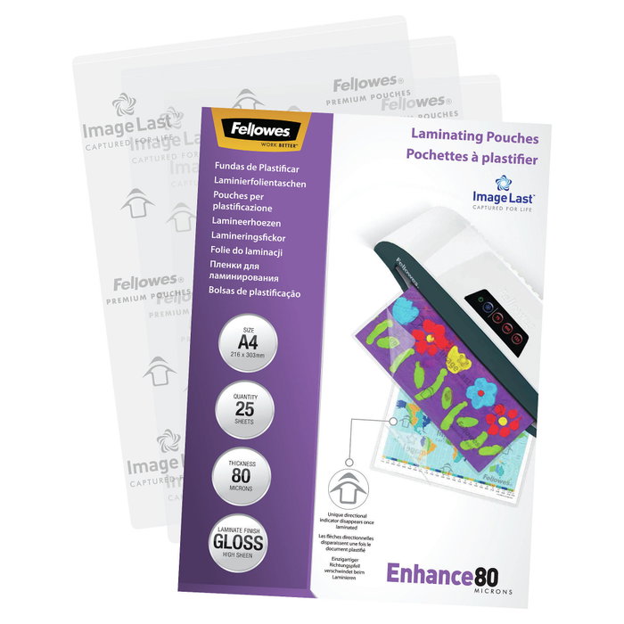 Fellowes Fundas de Plastificar A4 80 Micras Brillo Pack 25 UD