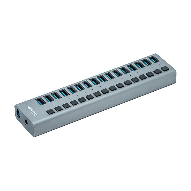 I-tec Hub USB 3.0 de Carga con 16 Puertos y Adaptador de 90 W, Gris