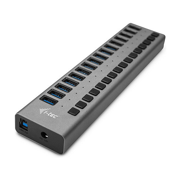 I-tec Hub USB 3.0 de Carga con 16 Puertos y Adaptador de 90 W, Gris