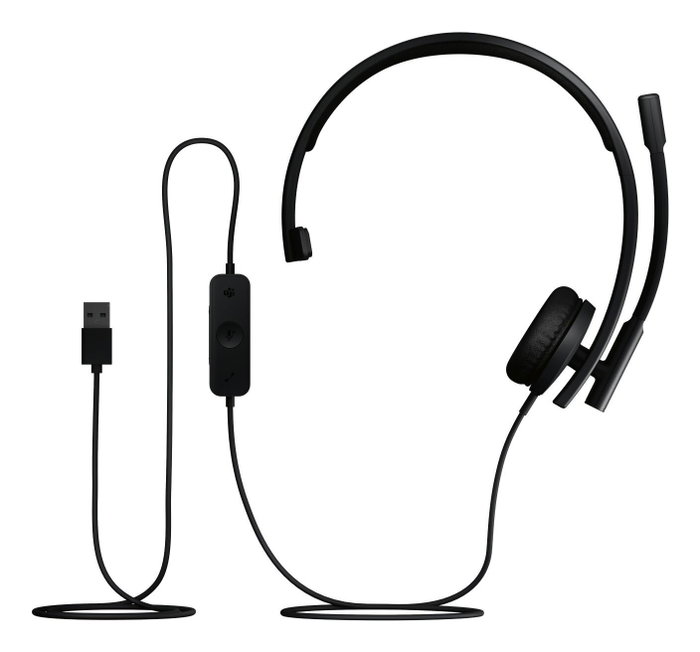Logitech H570E USB-A Auriculares Monoaurales con Certificación Microsoft Teams, Negro