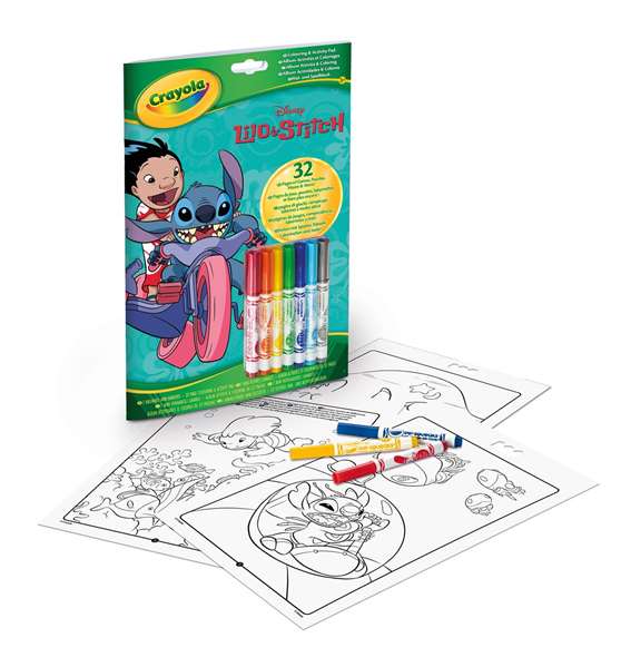 Crayola Libro de Actividades y Colorear Lilo & Stitch con 7 Rotuladores, Multilingüe, 20x29 cm, Edad 3+ Años