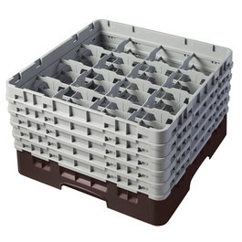 CAMBRO - 16S958-167 - Cesta de lavado 16 comp. 5 alturas - 10,9 cm Ø máx. - alt. máx. 25,8 cm - 50 x 50 x 30,8 cm - Castaño