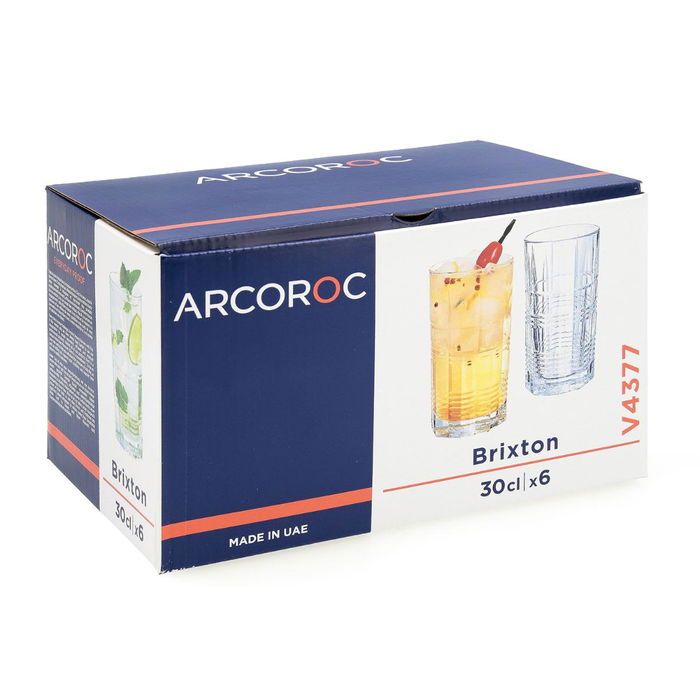 Caja 6 Vasos Altos Vidrio Brixton Arcoroc 30 cL