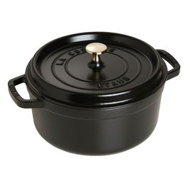 Staub La Cocotte Cazuela Redonda de Hierro Fundido 24 cm / 3.8 Litros Color Negro