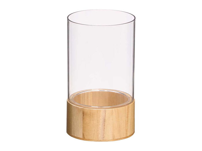 GIFTDECOR Jarrón Acrílico Cilíndrico con Base de Madera 12x12x20cm GIFTDECOR Jarrón Acrílico Cilíndrico con Base de Madera 12x12x20cm