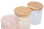 DKD Home Decor Bote de Borosilicato y Bambú Bandana Pastel 700 ml, Surtido de 3