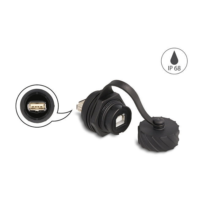 DeLOCK 88010 Conector de cable USB 2.0 Tipo-B a Tipo-A IP68 negro DeLOCK 88010 Conector de cable USB 2.0 Tipo-B a Tipo-A IP68 negro