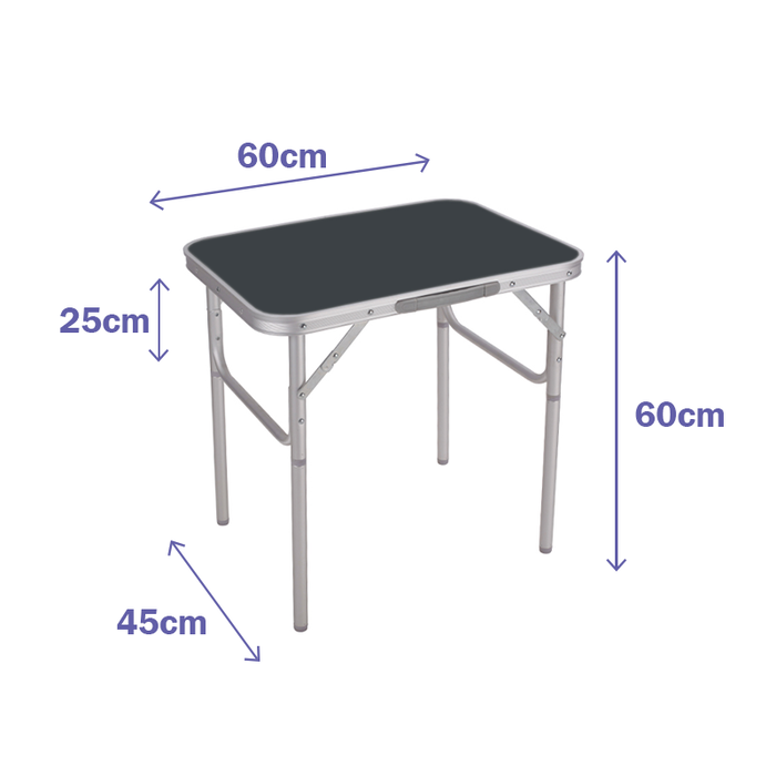 Mesa Plegable Gris Aluminio 60x45/60 cm MARBUENO SUMMER 10012G