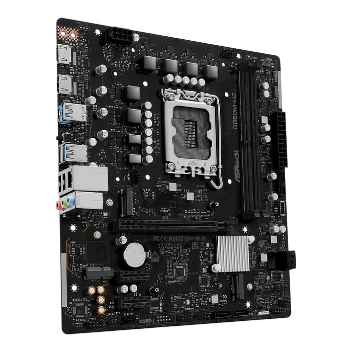 ASRock Placa Base B860M-H2 Intel LGA 1851 (Socket V1) Compatible con Intel Core Ultra (Serie 2) DDR5-SDRAM Hasta 128 GB micro ATX con M.2, SATA III, HDMI, USB 3.2