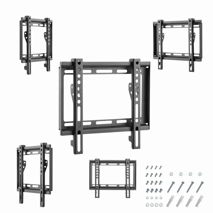 Gembird WM-42F-04 Soporte para TV de Pared, Acero Negro, 23-42 Pulgadas (106,7 cm), VESA hasta 200x200 mm, Soportes 35 kg, con Nivel Burbuja y Kit de Montaje
