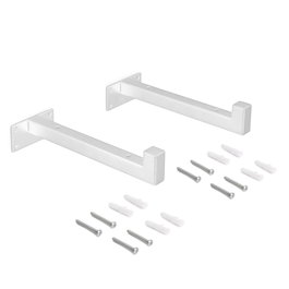 Emuca Juego de soportes para estante de madera Shelf recto de tubo cuadrado, Acero, Pintado blanco