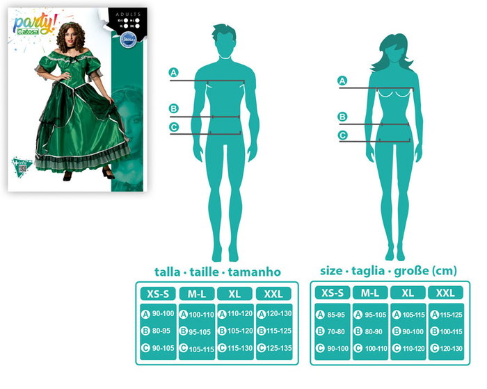 Disfraz Dama Sureña Vestido para Mujer Adulto - Verde - Talla XL Disfraz Dama Sureña Vestido para Mujer Adulto - Verde - Talla XL