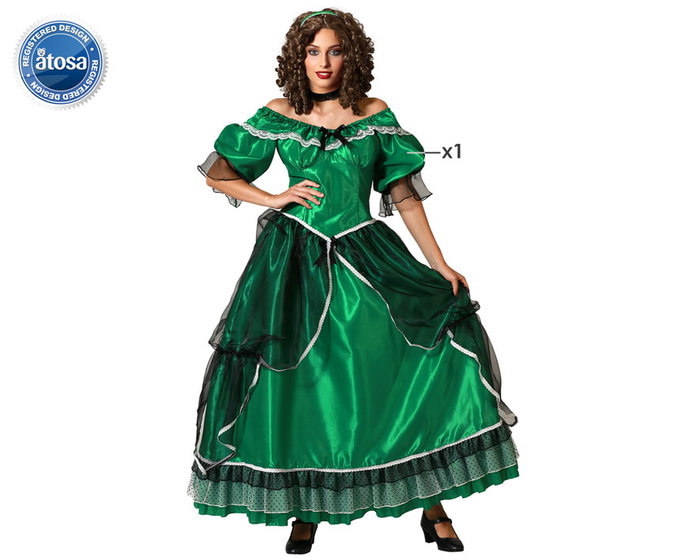 Disfraz Dama Sureña Vestido para Mujer Adulto - Verde - Talla XL Disfraz Dama Sureña Vestido para Mujer Adulto - Verde - Talla XL