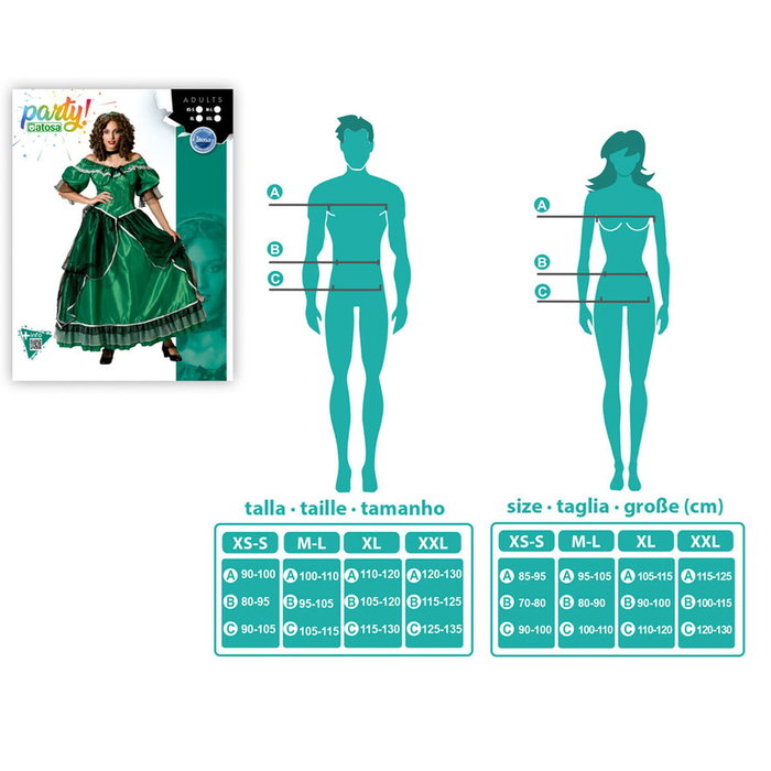 Disfraz Dama Sureña Vestido para Mujer Adulto - Verde - Talla XL Disfraz Dama Sureña Vestido para Mujer Adulto - Verde - Talla XL