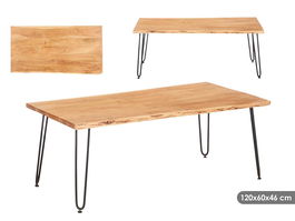 Giftdecor Mesa Auxiliar Madera Live Edge 120 x 60 x 4 cm Marrón Negro