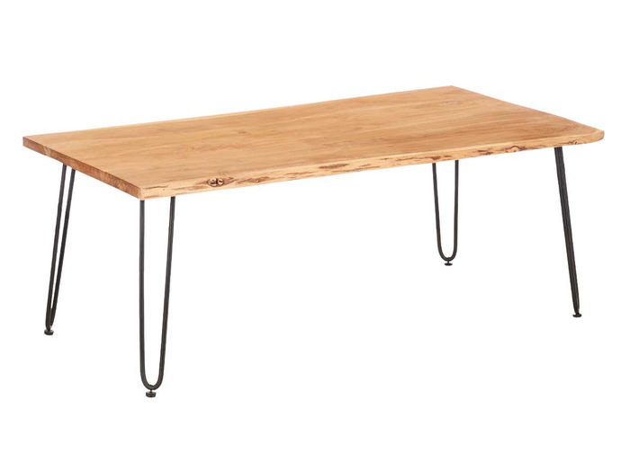 Giftdecor Mesa Auxiliar Madera Live Edge 120 x 60 x 4 cm Marrón Negro