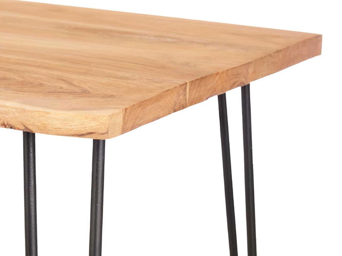 Giftdecor Mesa Auxiliar Madera Live Edge 120 x 60 x 4 cm Marrón Negro