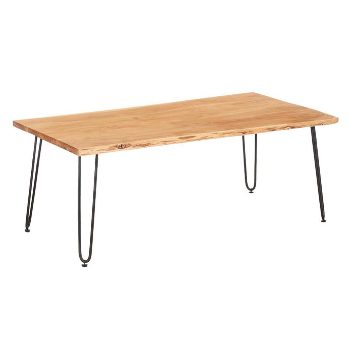 GIFTDECOR Mesa Auxiliar Madera Live Edge Marrón y Negro