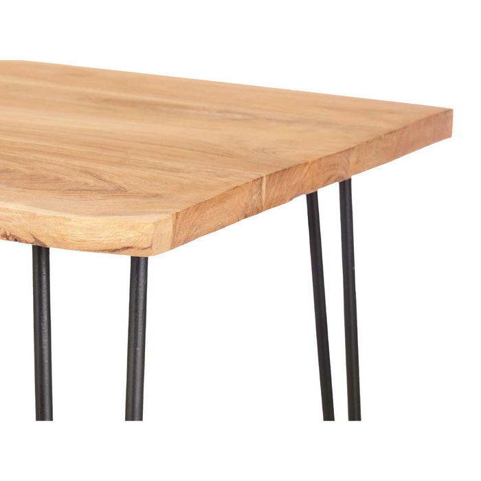 GIFTDECOR Mesa Auxiliar Madera Live Edge Marrón y Negro