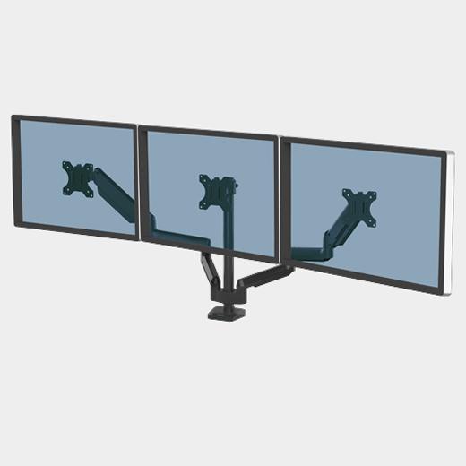 Fellowes Platinum Series Brazo para monitor triple con 2 puertos USB