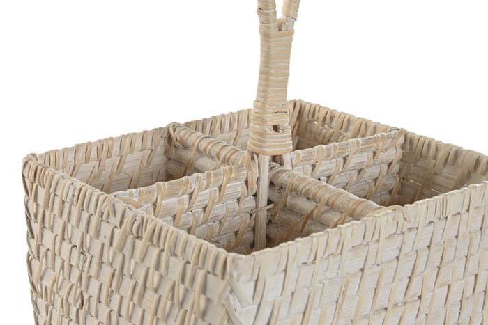 DKD Home Decor Cubertero Bambú Ratán Blanco 19x19x27 cm