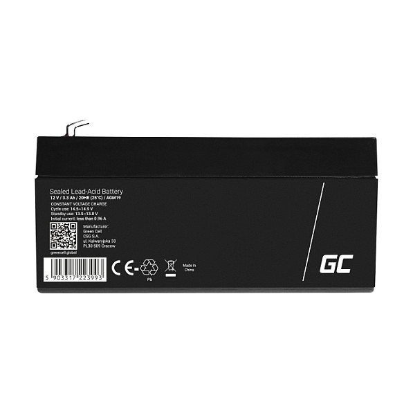 Green Cell AGM19 Batería de 12V 3,3Ah VRLA Green Cell AGM19 Batería de 12V 3,3Ah VRLA