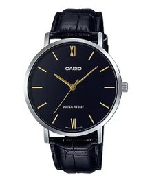 Casio MTP-VT01L-1B con correa de cuero negro