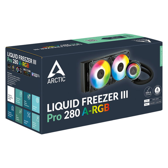 ARCTIC Liquid Freezer III Pro 280 A-RGB - Refrigeración Líquida AIO, 2 Ventiladores P14 PWM, Negro, para LGA 1851/1700 y AM4/AM5, Flujo de Aire 186 m³/h, 45 cm Tubos