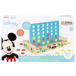 WOOMAX Juego Cuatro en Raya Madera Disney Tablero 25x15,5cm +3 años Piezas 37