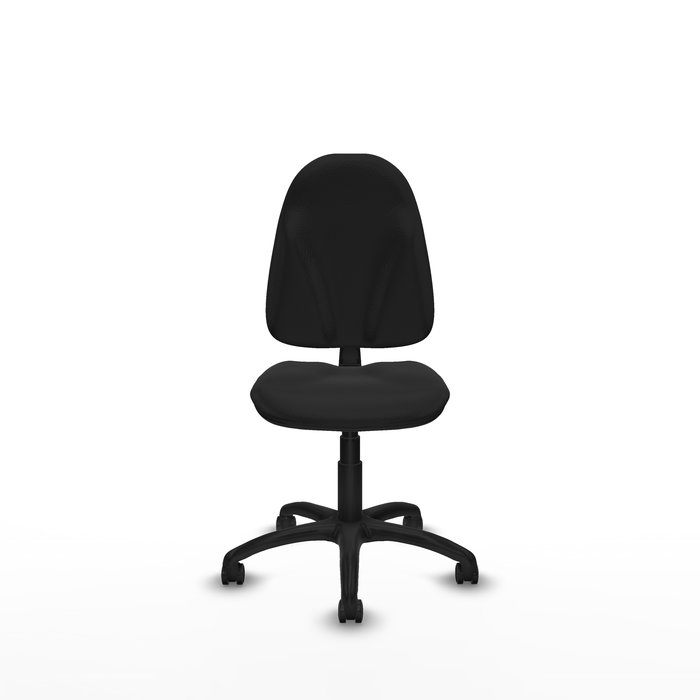 Silla de oficina Algarra con mecanismo Contacto permanente básico tapizada con Similpiel color Negro. Equipada con Base poliamida negra, Sin brazos y Ruedas autofrenantes