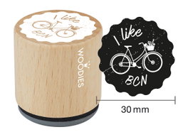 Woodies Sello de madera y caucho I like BCN 33x30mm