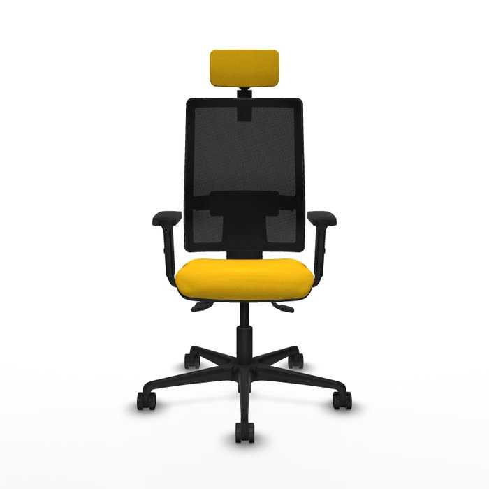 PIQUERAS Y CRESPO Silla de oficina Bormate con mecanismo Asincro, Tela Amarillo y Malla Negro