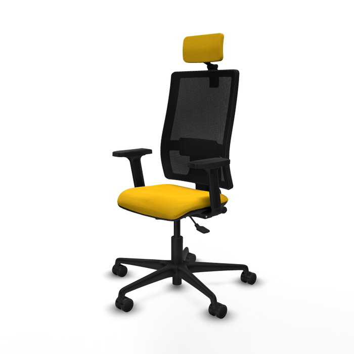 PIQUERAS Y CRESPO Silla de oficina Bormate con mecanismo Asincro, Tela Amarillo y Malla Negro
