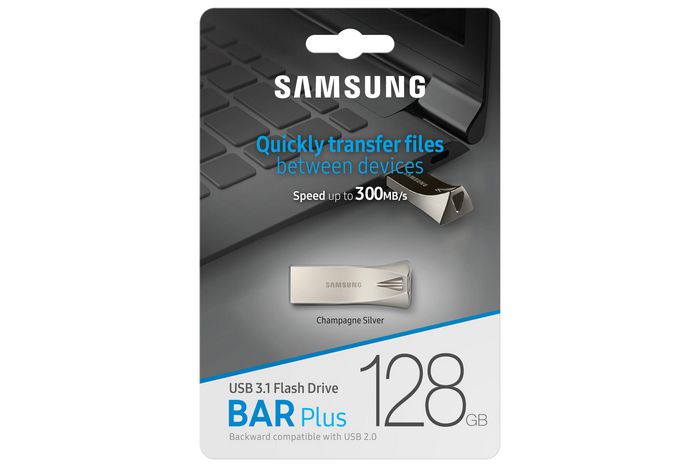 Samsung Bar Plus 128GB USB 3.1 Flash Drive Plata