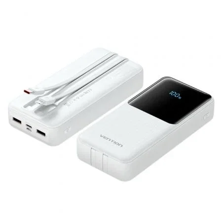 Powerbank 20000mah vention fhpw0 22.5w blanca incluye cable usb tipo-c y lightning