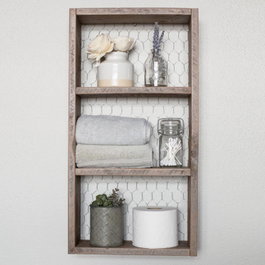 Hanah Home Estantería de Pared Madera de Abeto Nogal 30x60x9cm