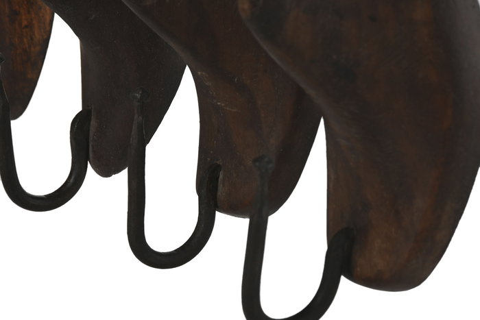 DKD Home Decor Perchero Pared Item Home Marron Oscuro Madera 10 x 28 x 66 cm (2 Unidades)