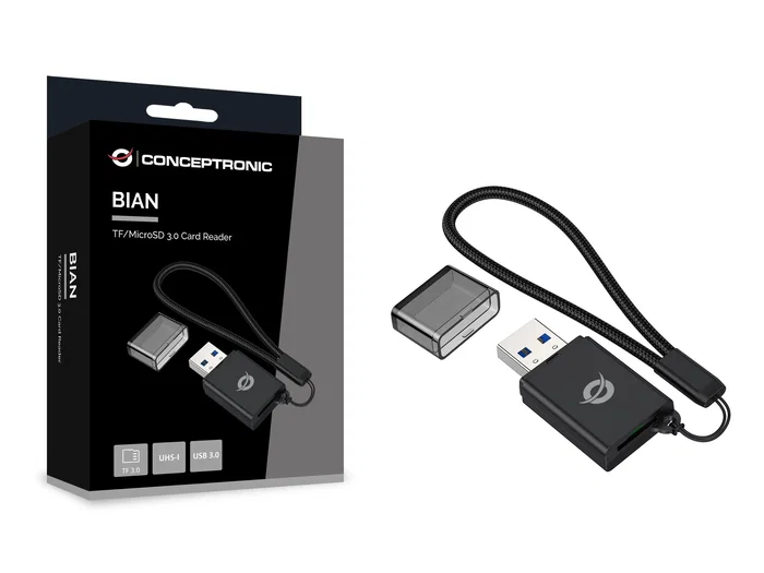 Conceptronic BIAN07B Lector de tarjetas MicroSD USB 3.2 Gen 1 Negro Conceptronic BIAN07B Lector de tarjetas MicroSD USB 3.2 Gen 1 Negro