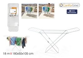 Inde Confortime Tendedero plegable de metal blanco brillante, 18 metros, 51 cm de ancho (6 Unidades)