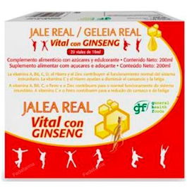 GHF Jalea Real Vital Con Ginseng 20 Amp - Complemento Alimenticio con Vitaminas y Minerales para Sistema Inmune y Energía